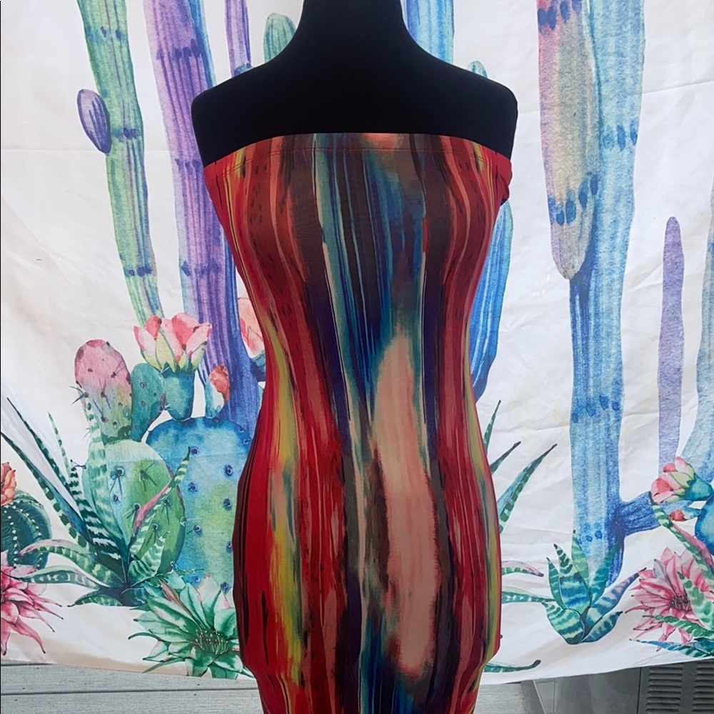 Multicolor Strapless Dress